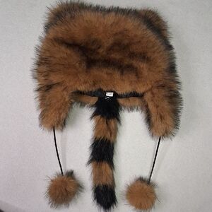 Faux Fur Trapper Hat with Pom Poms